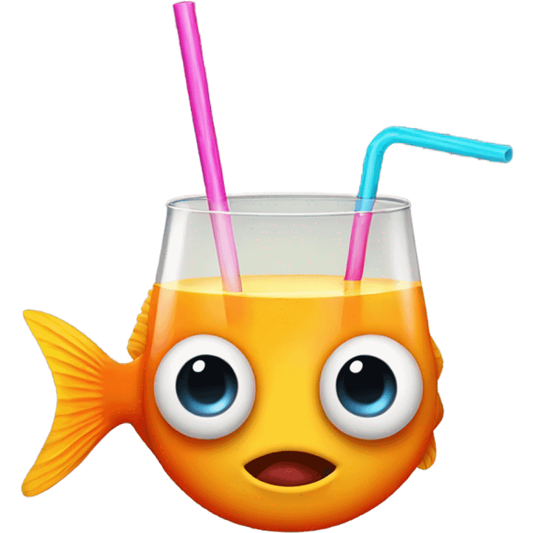 Fish drinking juice emoji