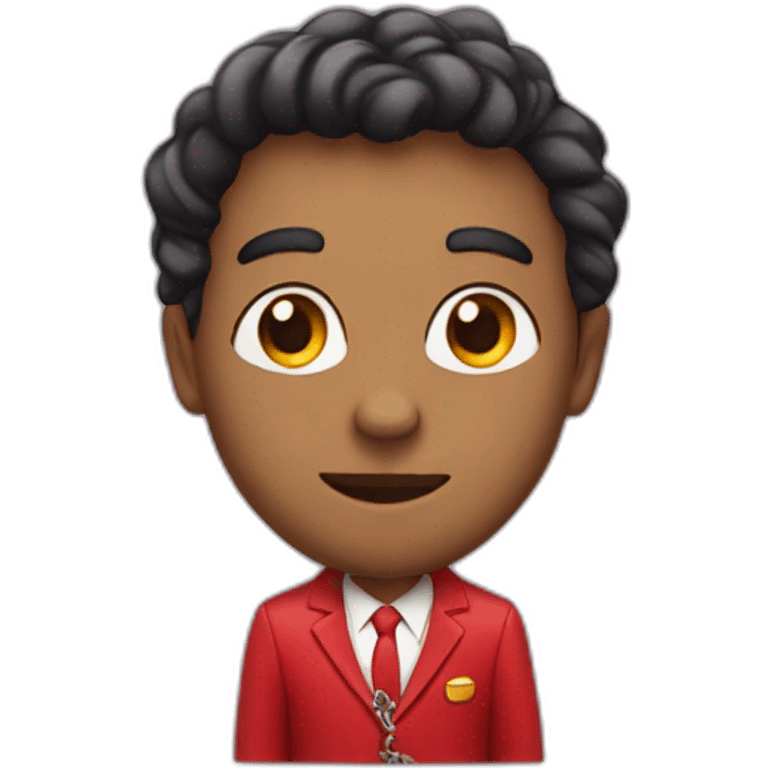 Cartoon wearing red suit with chain emoji