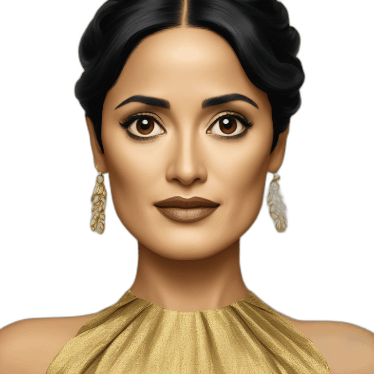 salma hayek gold dress emoji