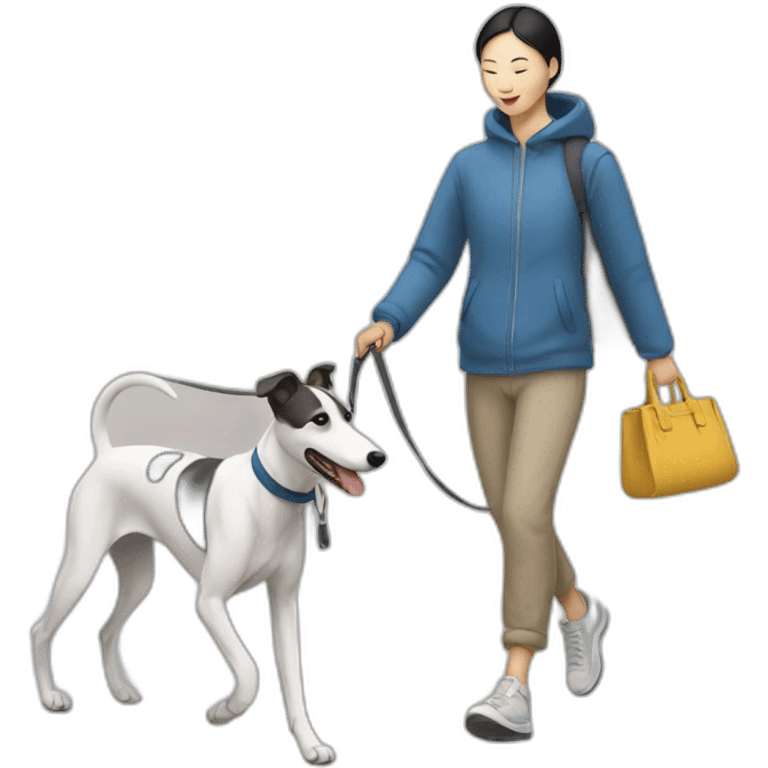 asian walking with whippet emoji