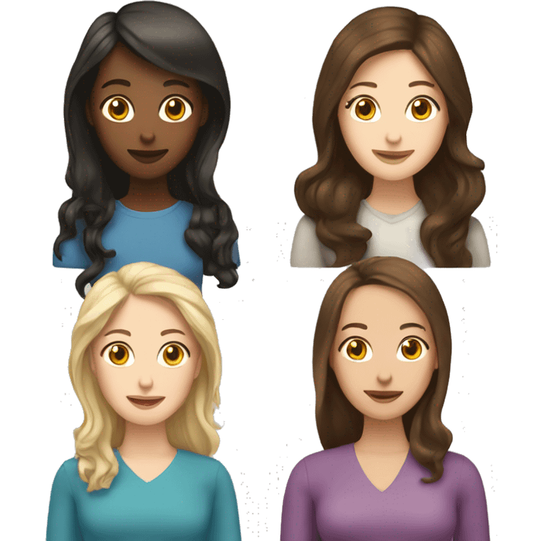 brunette white woman with five brunette white girls emoji