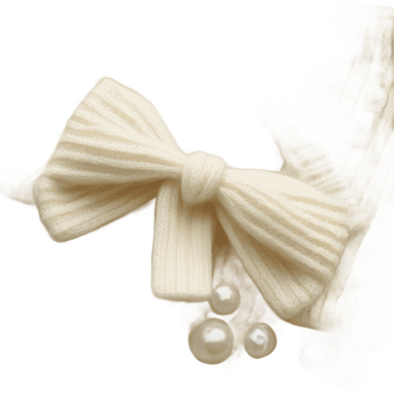 Pearl BOW-DETAIL RIB-KNIT cream CARDIGAN emoji