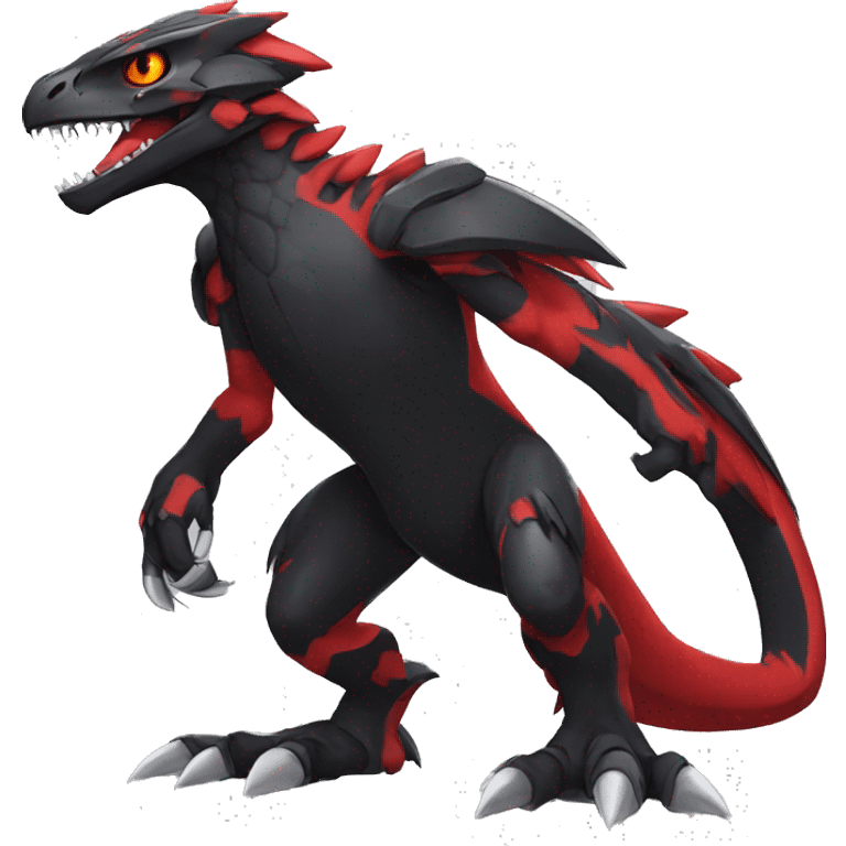  Cool Edgy Black and Red Digimon-Fakemon-Raptor-Reptile full body emoji