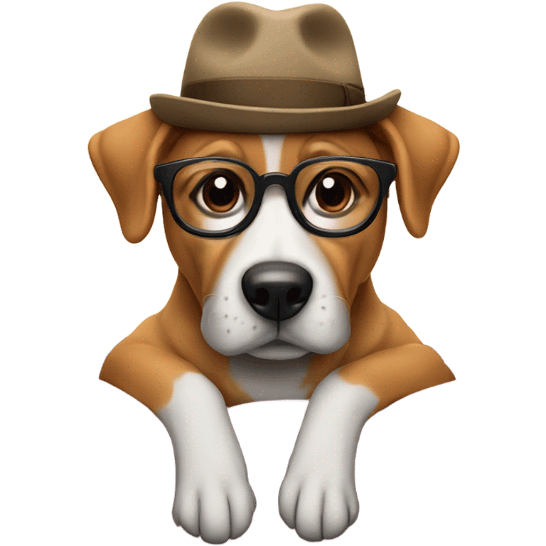 Dog with hat glasses and sitting on a couch emoji