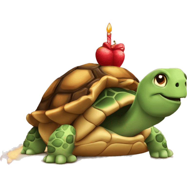 Tortuga con cake en la pata que pone drama king emoji