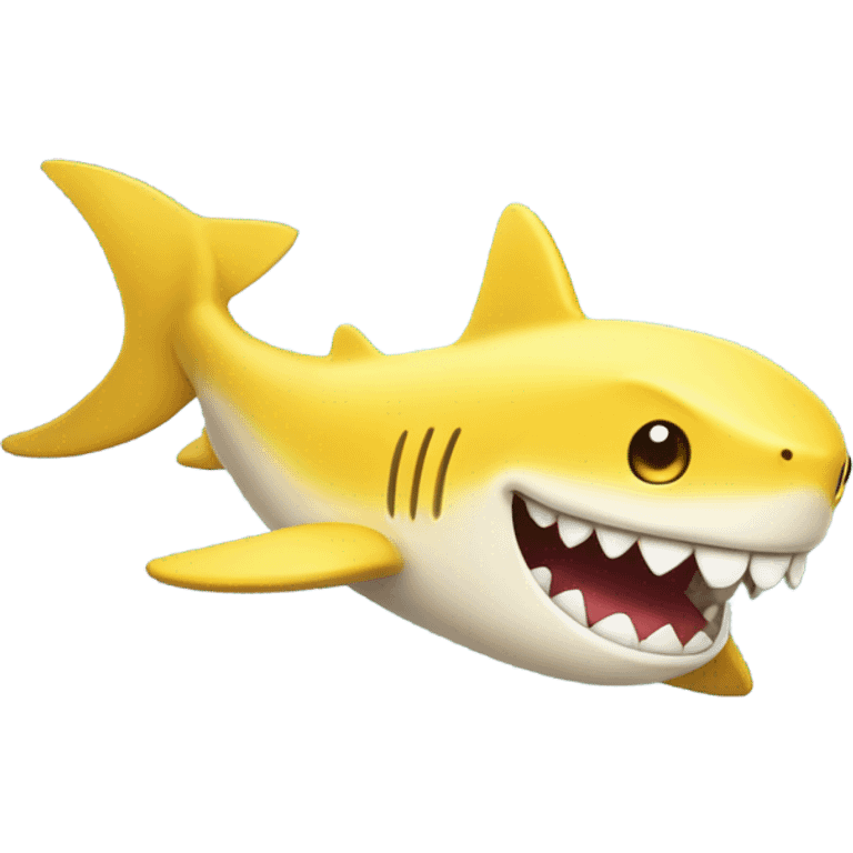 Cute cartoon style yellow shark smiling  emoji