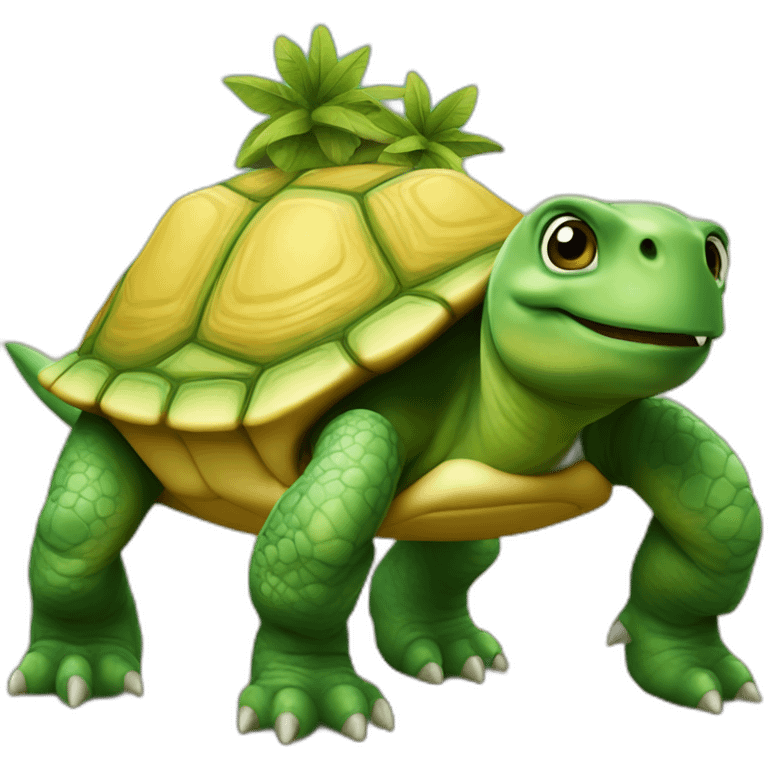 Tortue sur dinosaures emoji