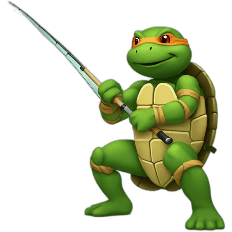 ninja turtle with fishing rod emoji