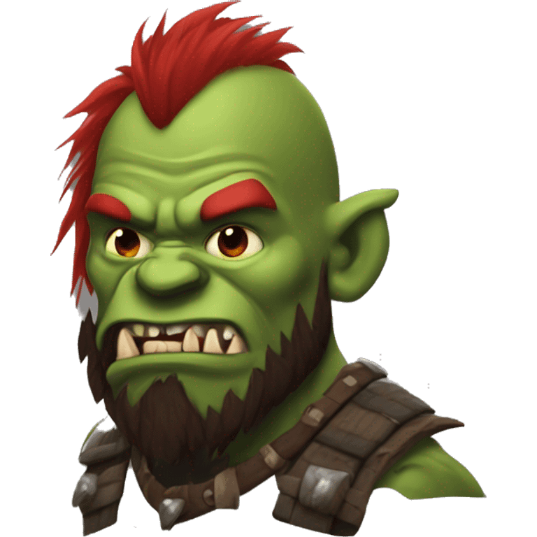 Berserker orc with red beard & red mohican emoji