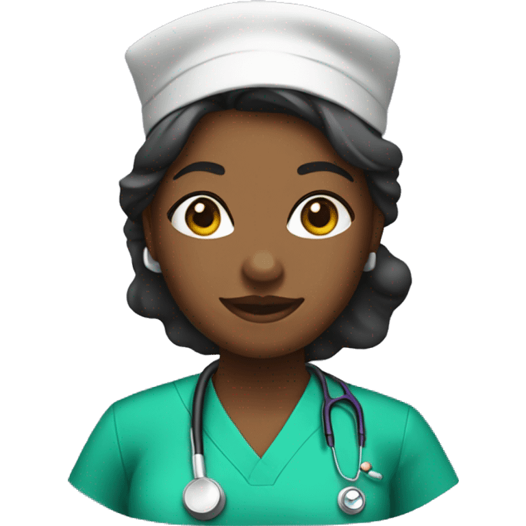 Black nurse wearing green scrubs emoji