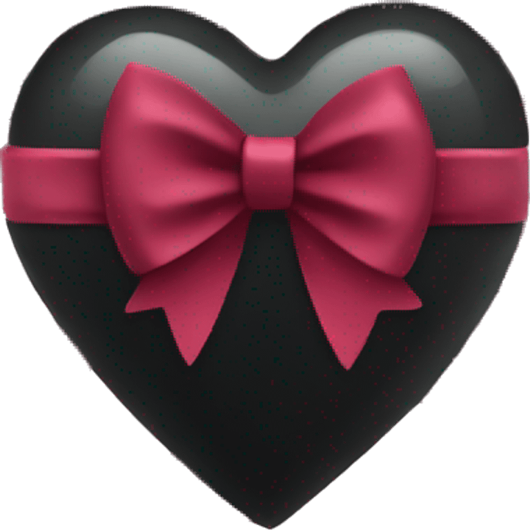 crystal black heart wrapped in a burgundy bow emoji