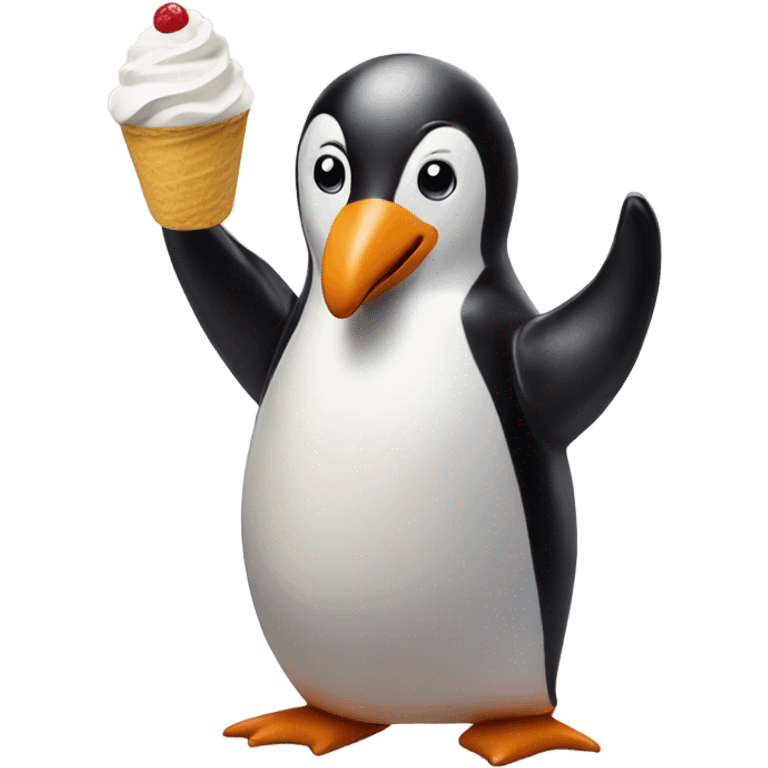 penguin serving gelato emoji