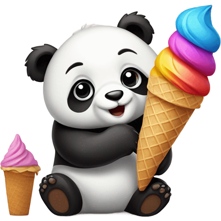 Panda eating ice cream emoji