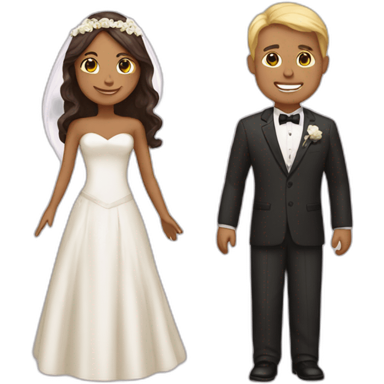 Tan Woman with dark brown hair and man with blonde hair getting married emoji