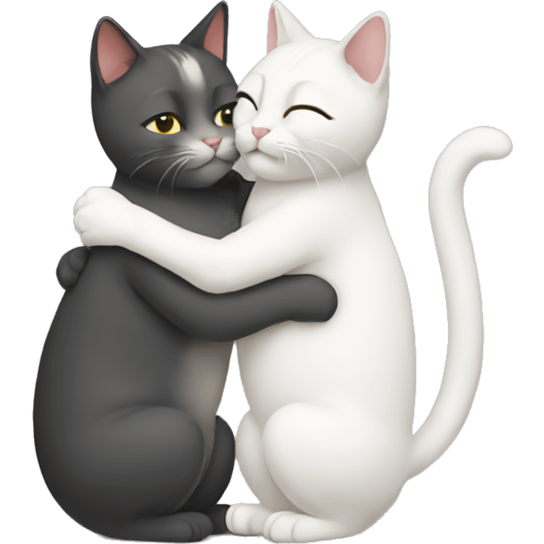 Two cats hug cute emoji