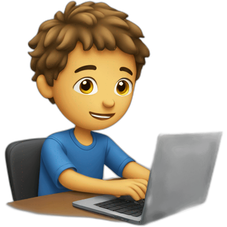 boy using laptop emoji