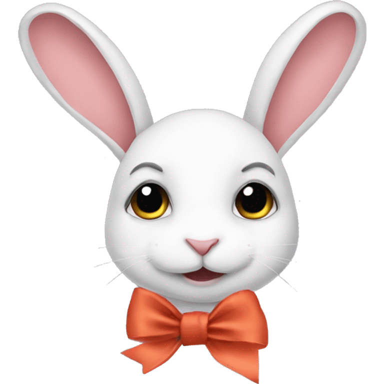 Rabbit+ribbon and eyelashes emoji