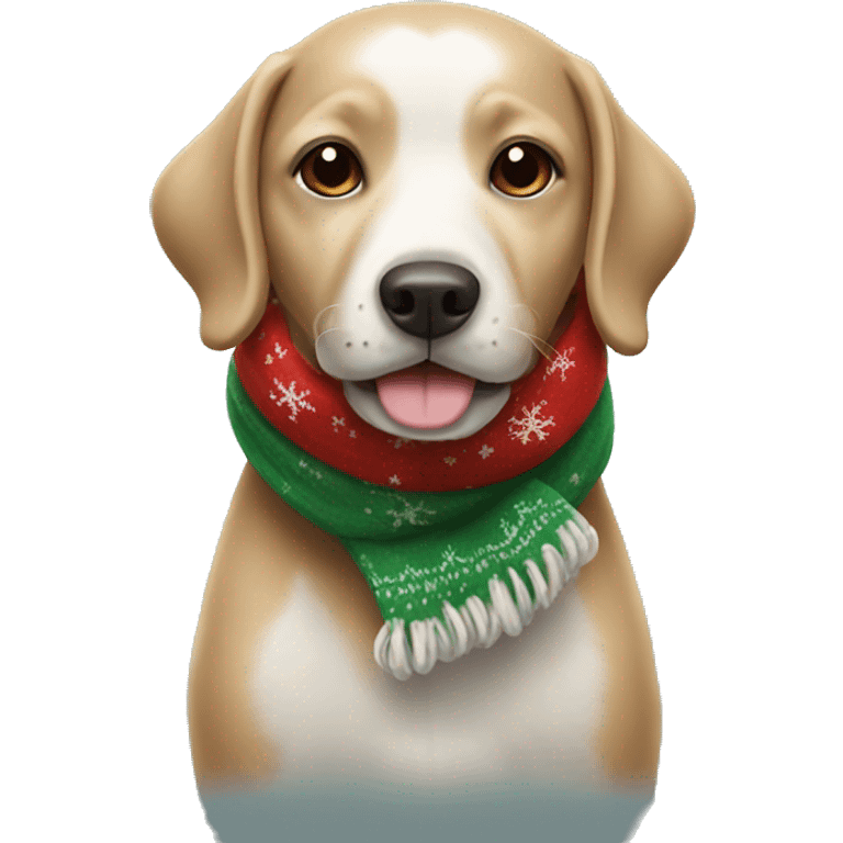 Dog wearing a Christmas scarf emoji