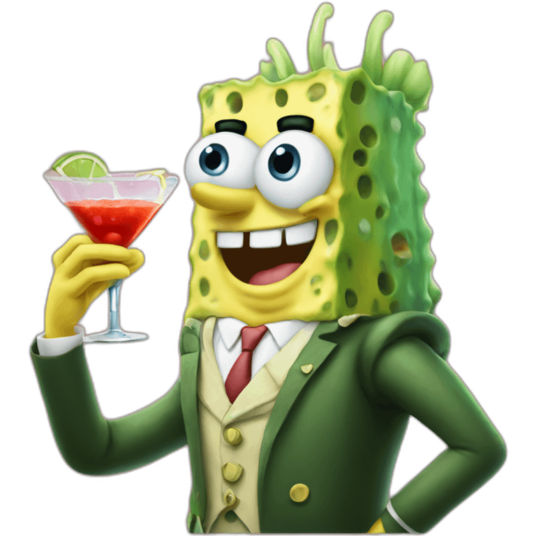 SpongeBob drinking a martini emoji