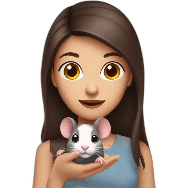 Brunette holding a rat emoji