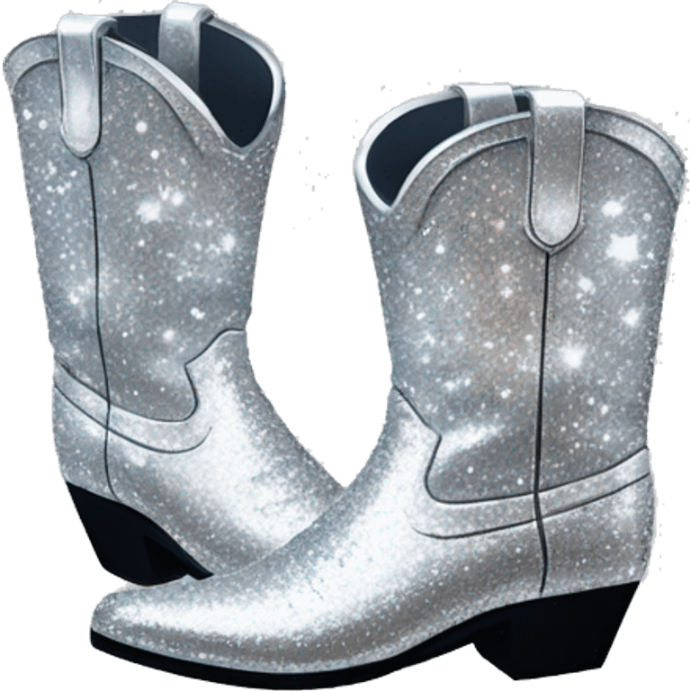 silver sparkly cowboy boots emoji