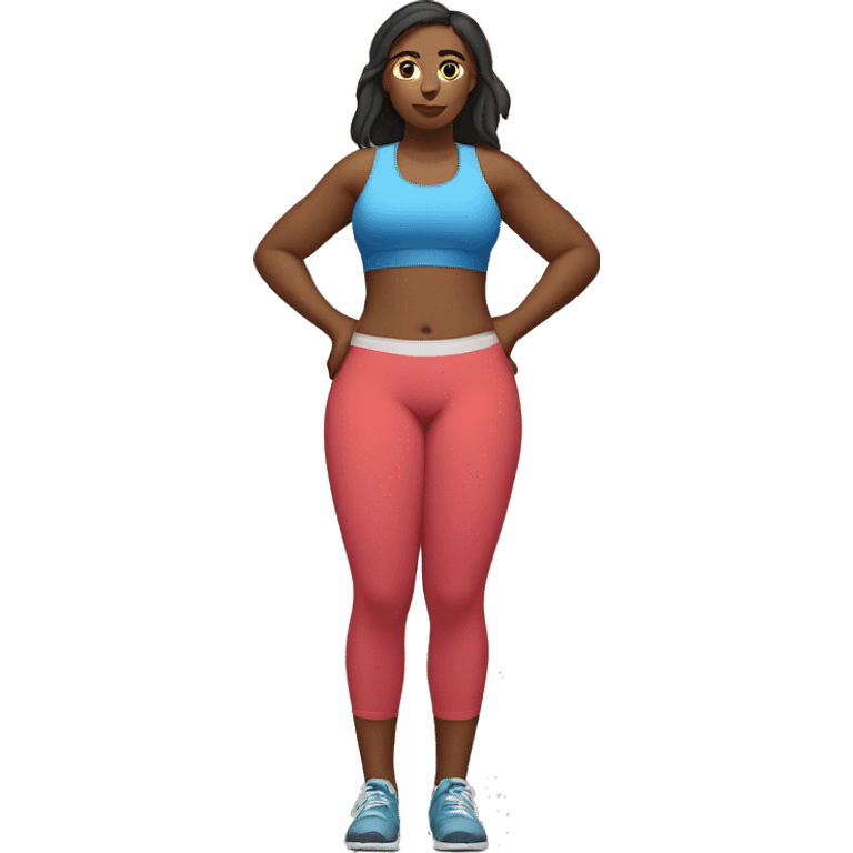 Slim-thicc woman gym wear hands on hips pose (small waist body) emoji