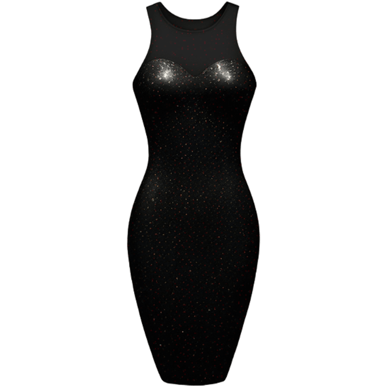 sparkly short black bodycon dress floating in the air emoji