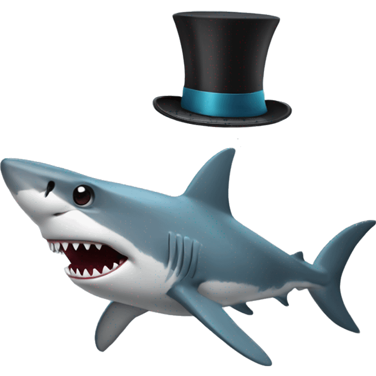 Shark with a top hat emoji