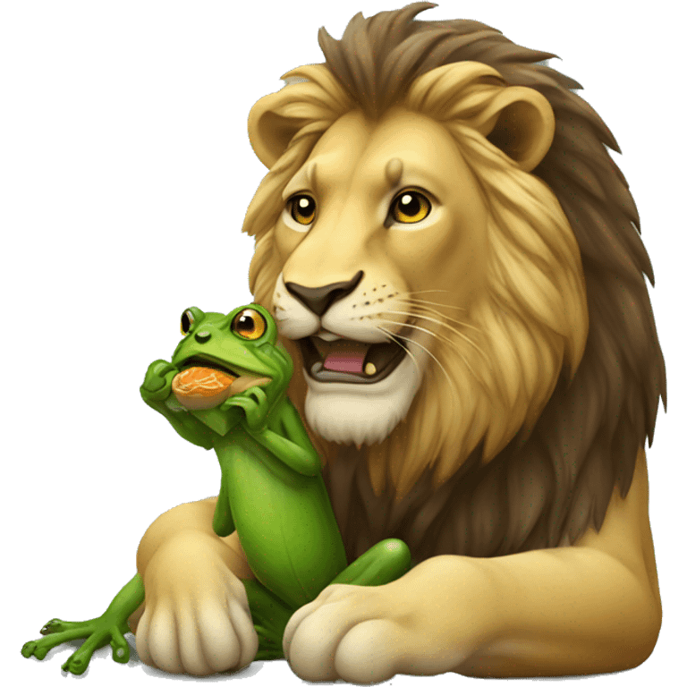 Lion eating a frog emoji