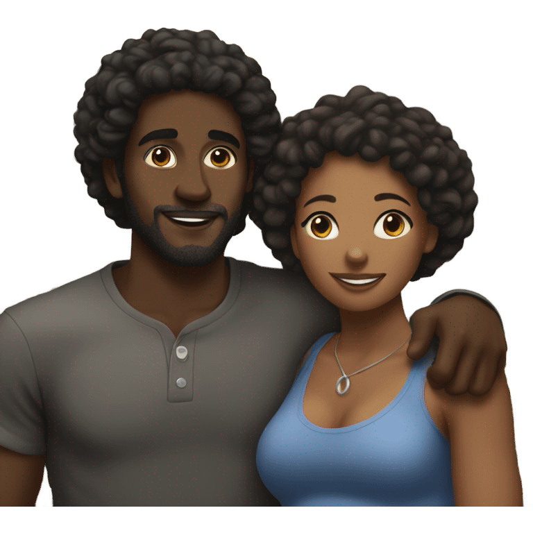 outdoor hug between black man and black woman  emoji