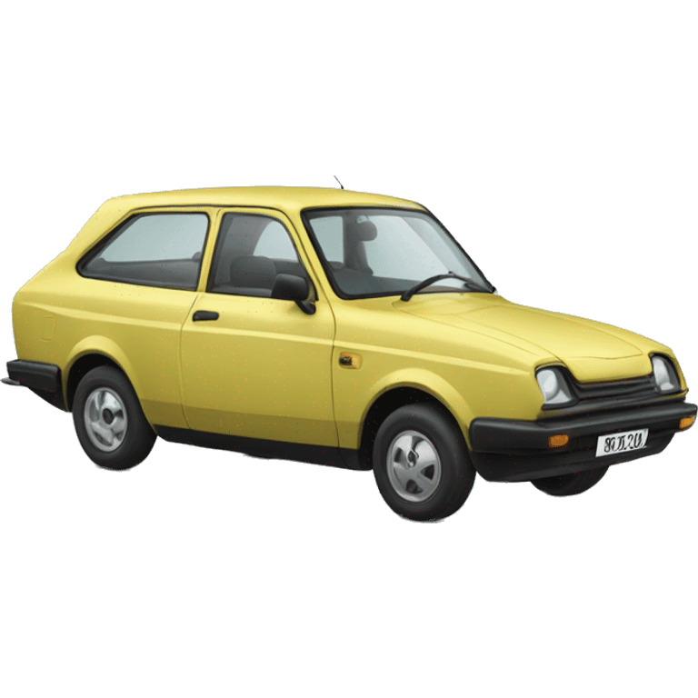 Reliant Robin tiped over with 3 wheels emoji