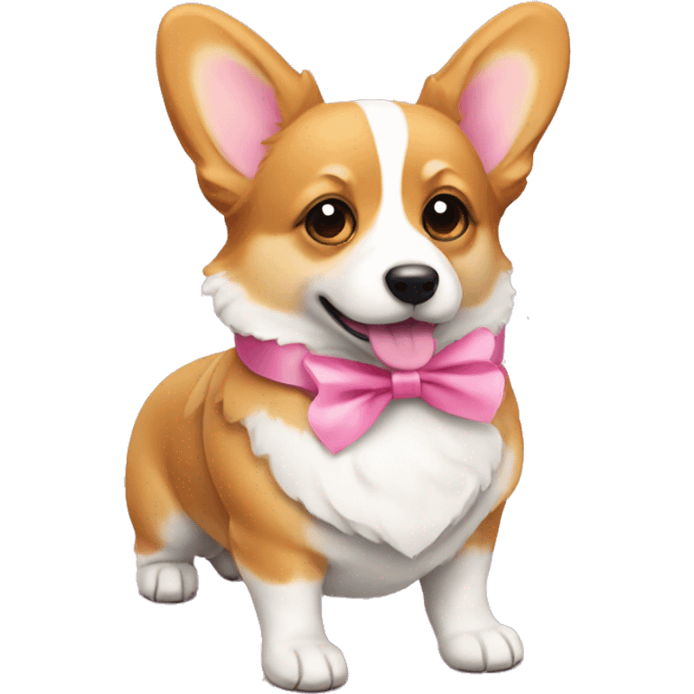 Corgi with pink ribbon emoji