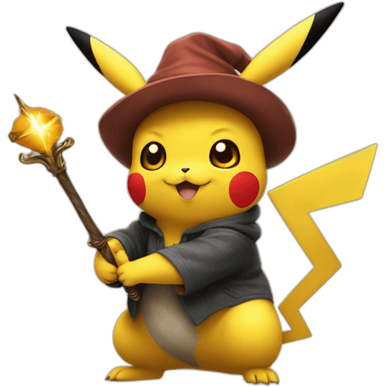 Pikachu with harry poter wand emoji