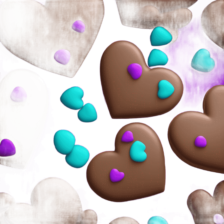 Purple teal chocolate chip heart cookie emoji