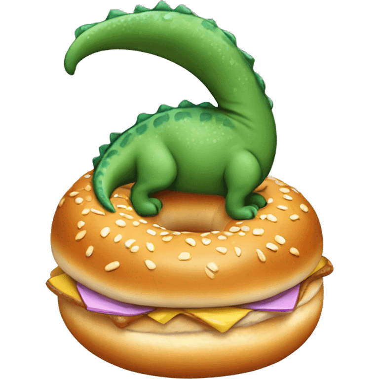 bagel with dinosaur filling emoji