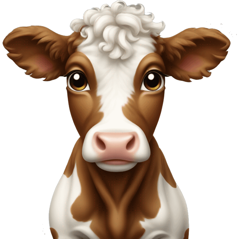 Baby cow with curly hair  emoji