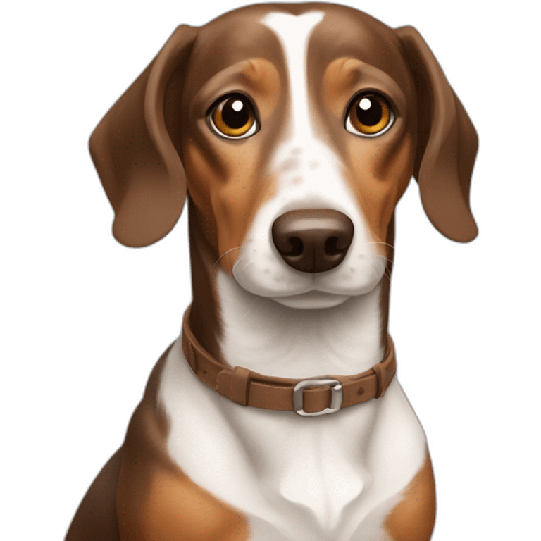 Brown and white dachshund emoji