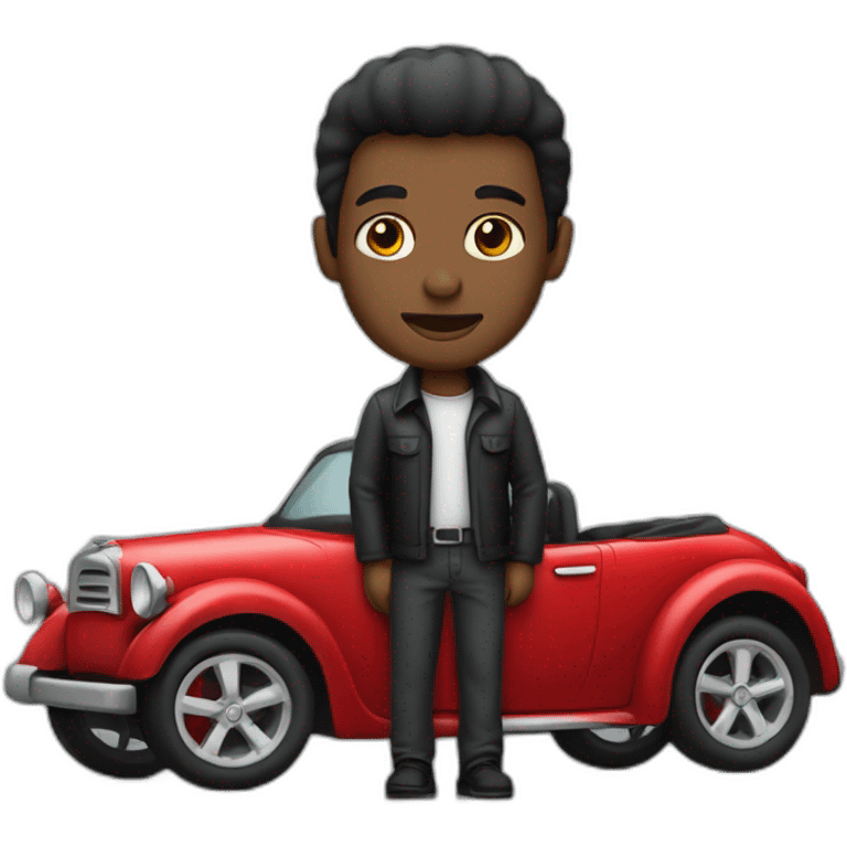 hombre negro con un carro rojo emoji