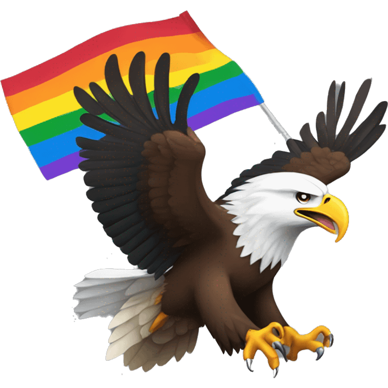 eagle in flight holding pride flag with talons emoji