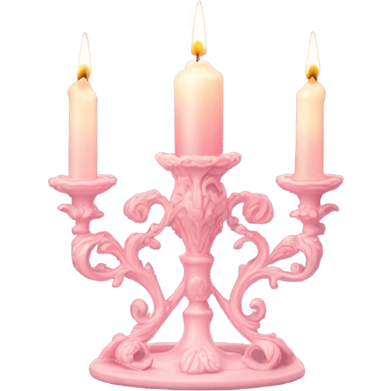 pink candler with a faint candlelight, Rococo style emoji