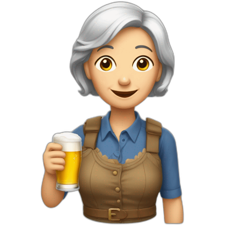 Une mamie avec une bière emoji