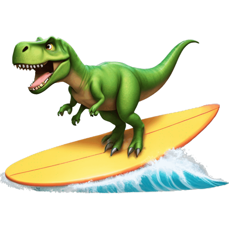 T-Rex riding a surfboard emoji