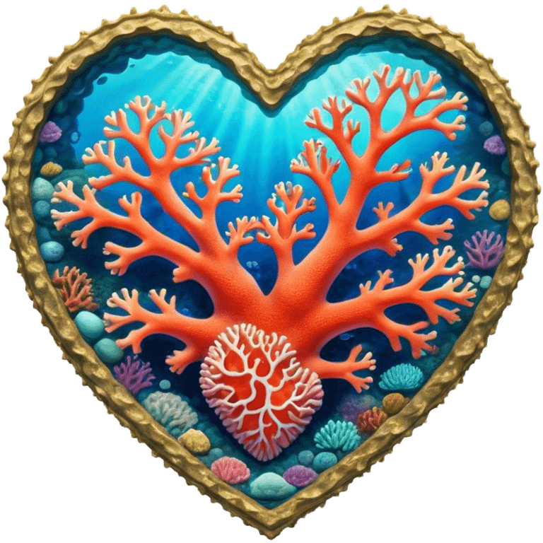 Cinematic Realistic Heart Reef Landscape Emoji, depicted with a naturally heart‚Äêshaped coral formation in vibrant marine hues, rendered with detailed underwater textures and luminous lighting. emoji