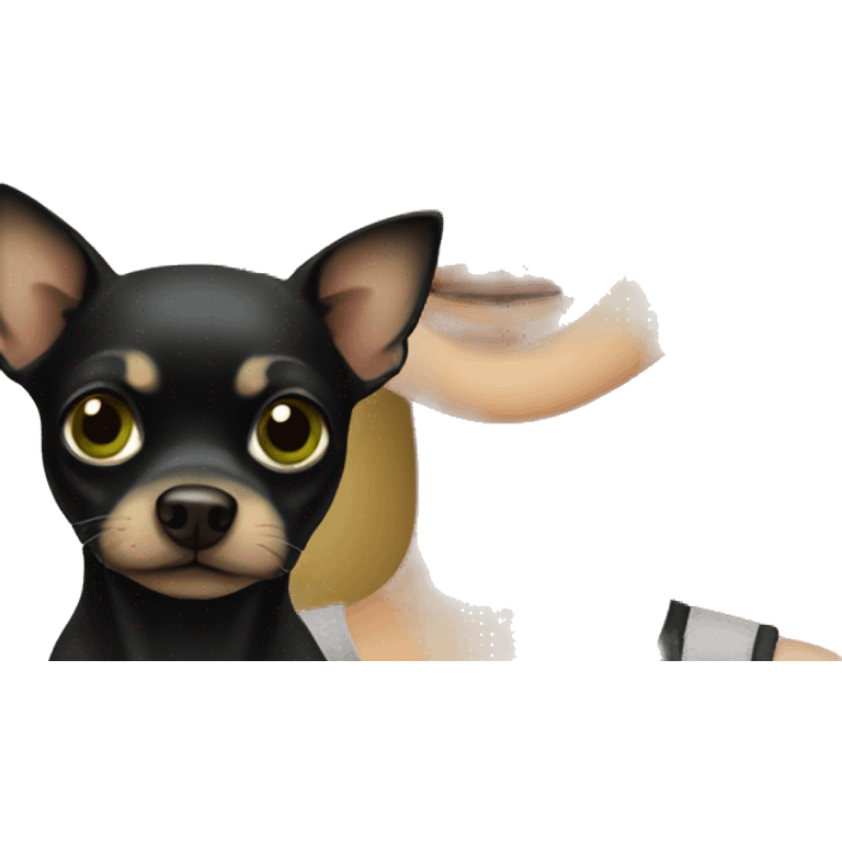 Green eyed Blonde girl with black chihuahua emoji