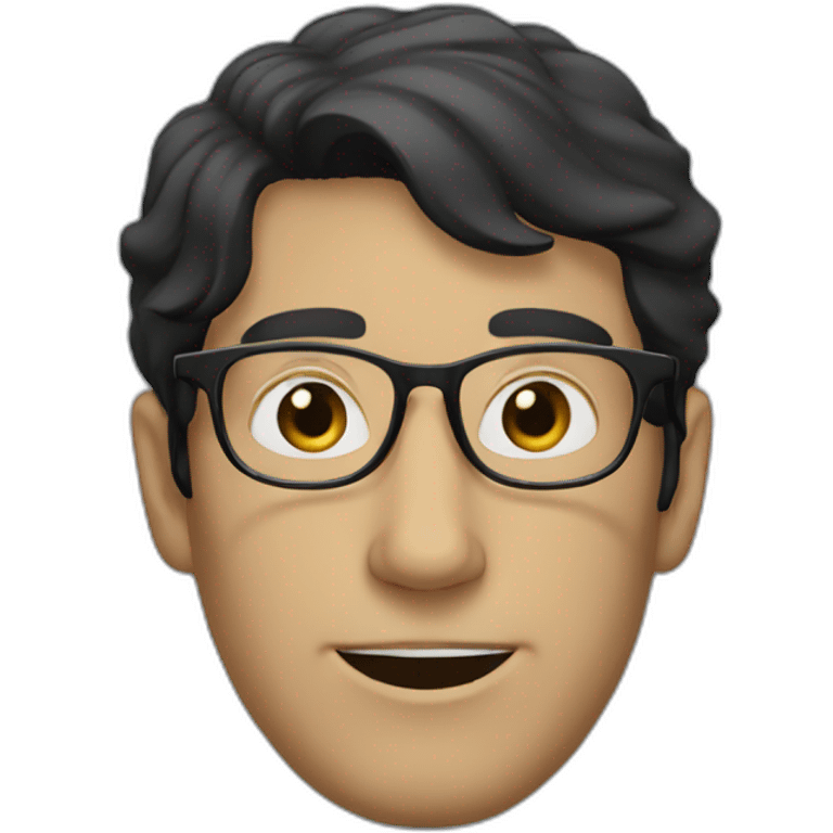 A White Man who wears glasses and has black hair  emoji