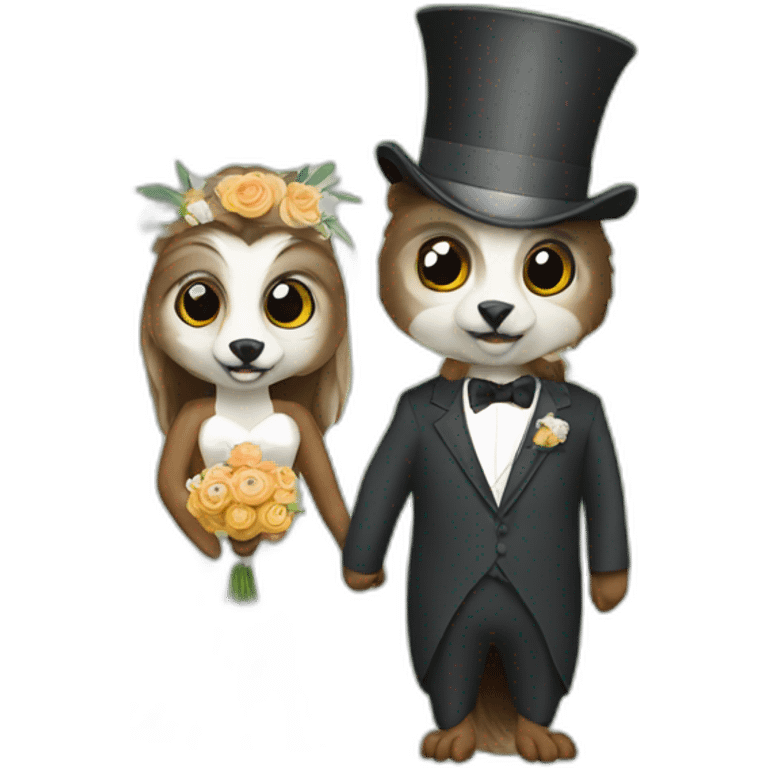 wedding of beaver and eagle owl emoji