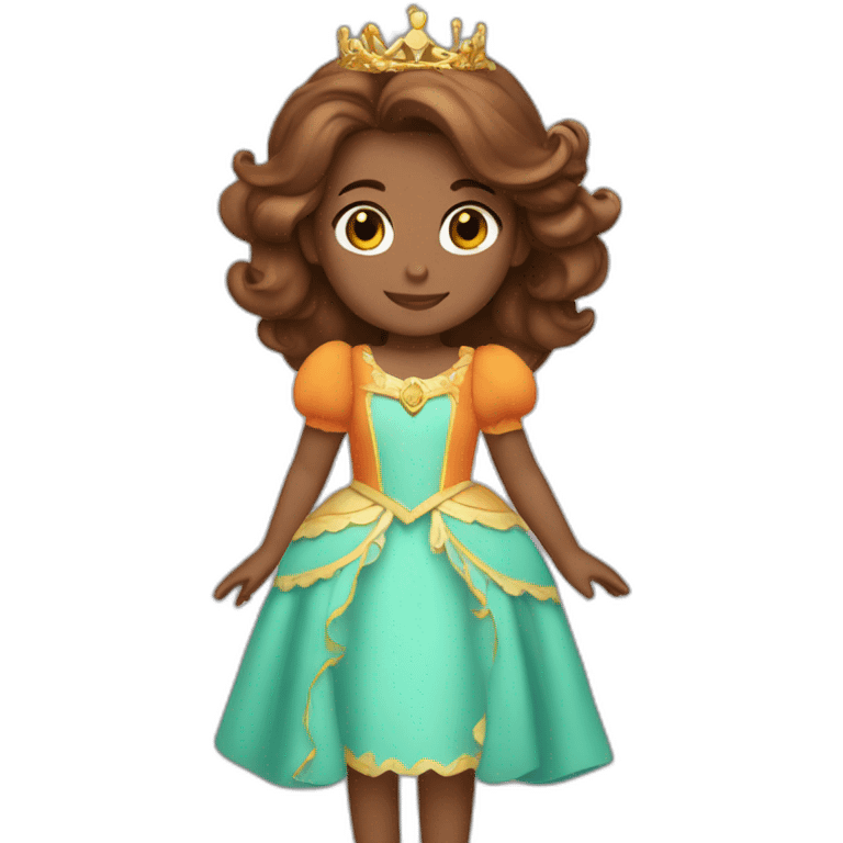 1 Princesse daisy with Brown hair an orange dress and à crown and long hair emoji