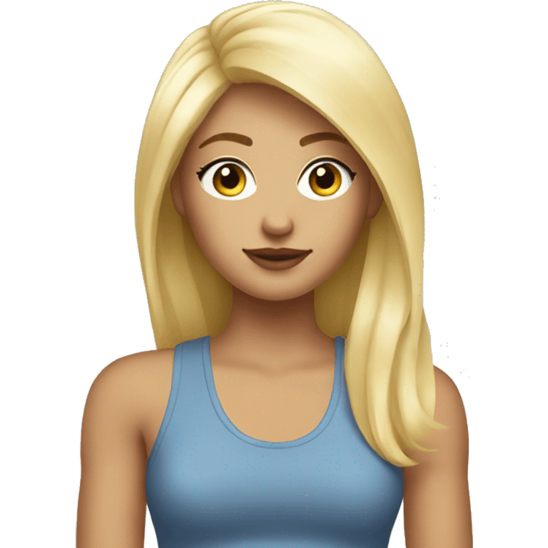 stylish girl in tank top and blond hair  emoji