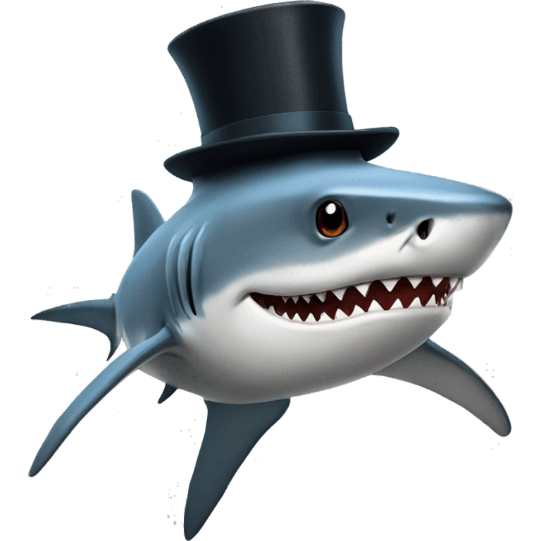 Shark with a top hat emoji