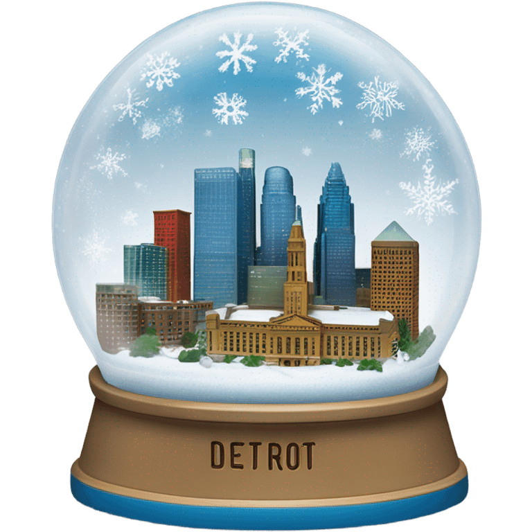 Detroit city skyline snow globe emoji